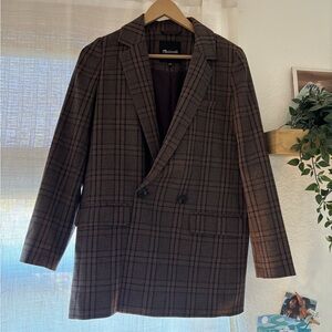 Madewell Brown Plaid Blazer